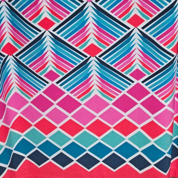 Eliza J Shift Dress Womens Size 16 Geometric Print Blue Pink White Back Zipper - Picture 9 of 9